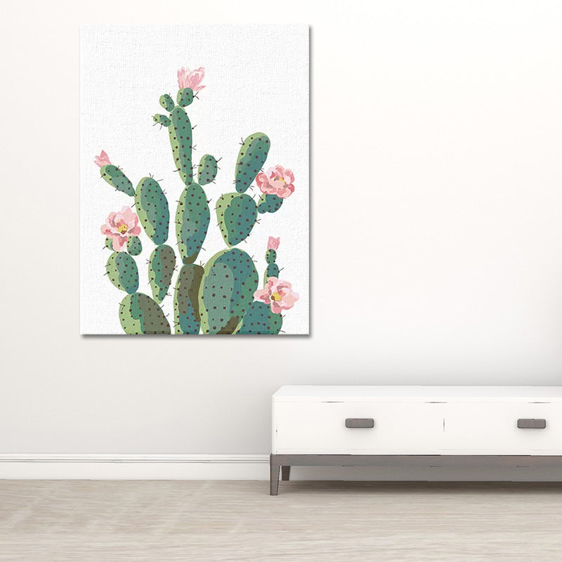 BowLift | Green Cactus Flower Canvas Print Botanical Tropical Textured Wall Art for Home