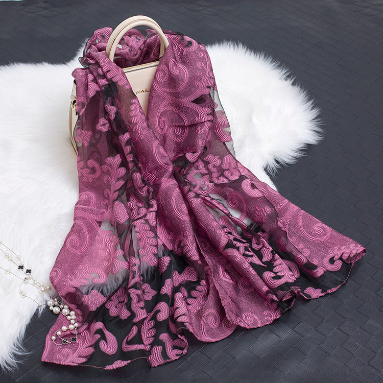 BowLift | Silk scarf with cut flowers hollow motif
