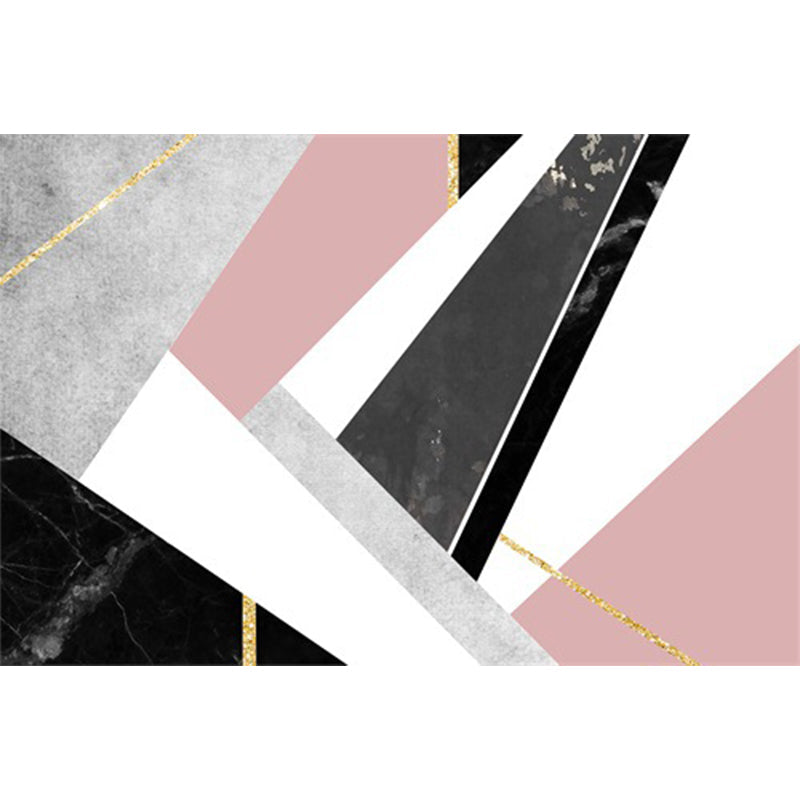BowLift | Pink and Black Bedroom Carpet Modern Color Block Geometric Marble Pattern Area Rug Polyester Non-Slip Rug