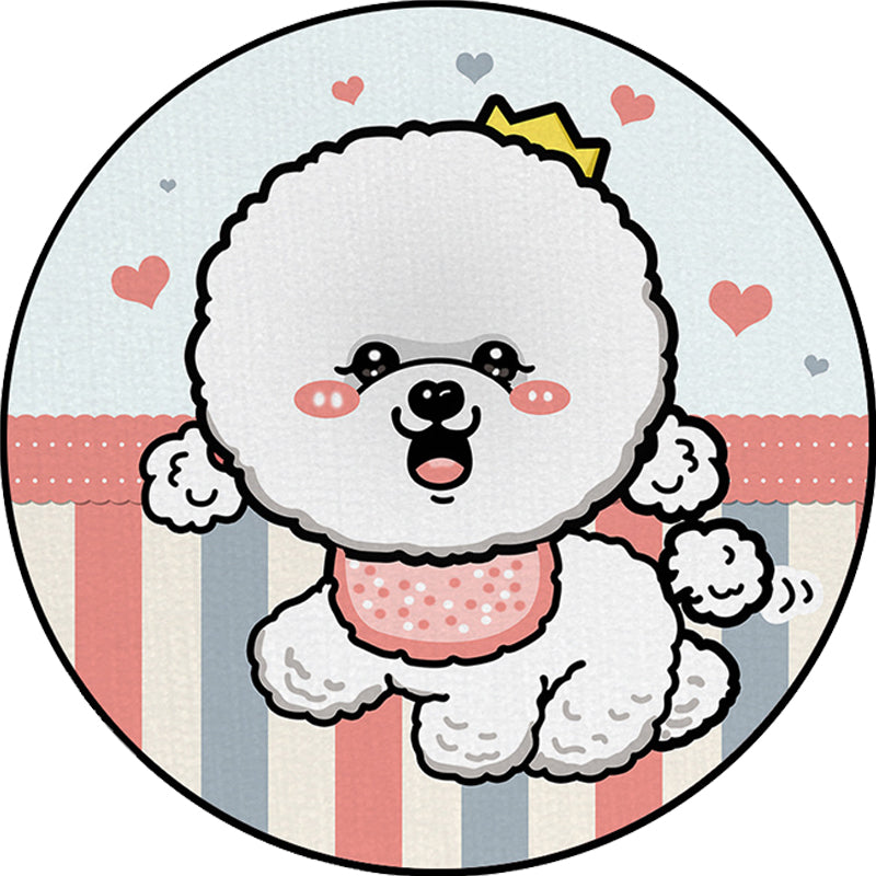 BowLift | Children's Room Rug in Purple and Red Animal Dog Star Strawberry Print Rug Polyester Non-Slip Area Rug