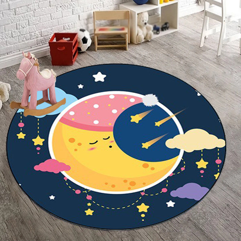 BowLift | Blue Children's Room Carpet Children's Fairy Tale Moon Stars Pattern Carpet Polyester
Non-Slip Back Carpet