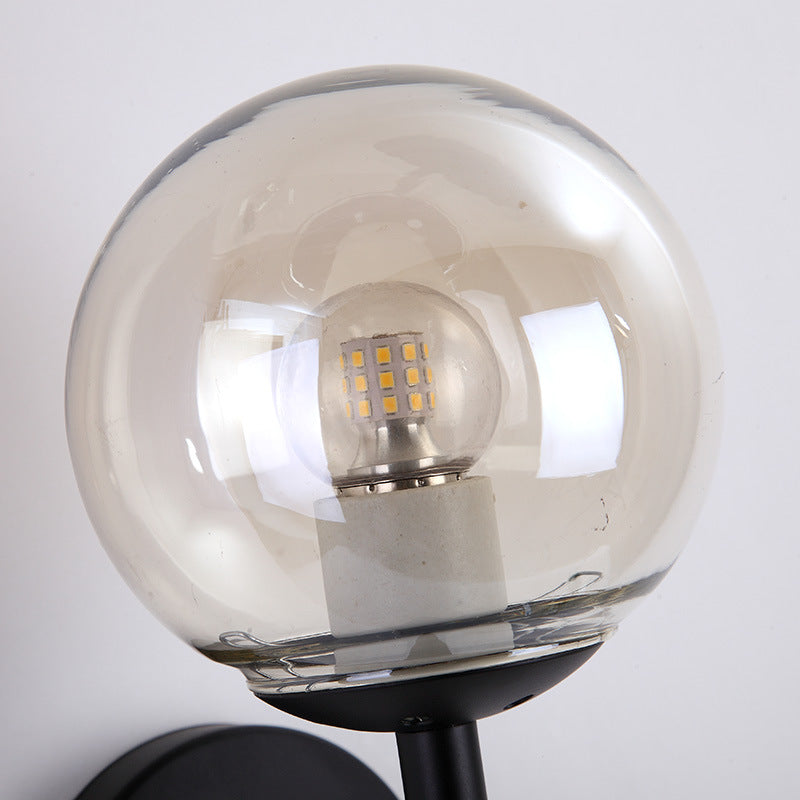 BowLift | Black/Yellow Round Wall Lighting Modern Clear Glass 1 Light Bedroom Wall Lamp Light