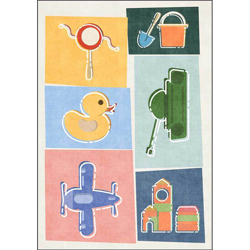 BowLift | Unique children's carpet Colorful cars & roads Duck tank Plane pattern carpet Polyester Pet-friendly carpet for the children's room