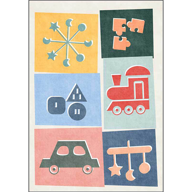 BowLift | Unique children's carpet Colorful cars & roads Duck tank Plane pattern carpet Polyester Pet-friendly carpet for the children's room