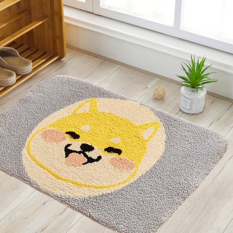 BowLift | Green Children's Room Rug Kids Animal Dog Circle Pattern Area Rug Polyester Non-Slip Background Carpet