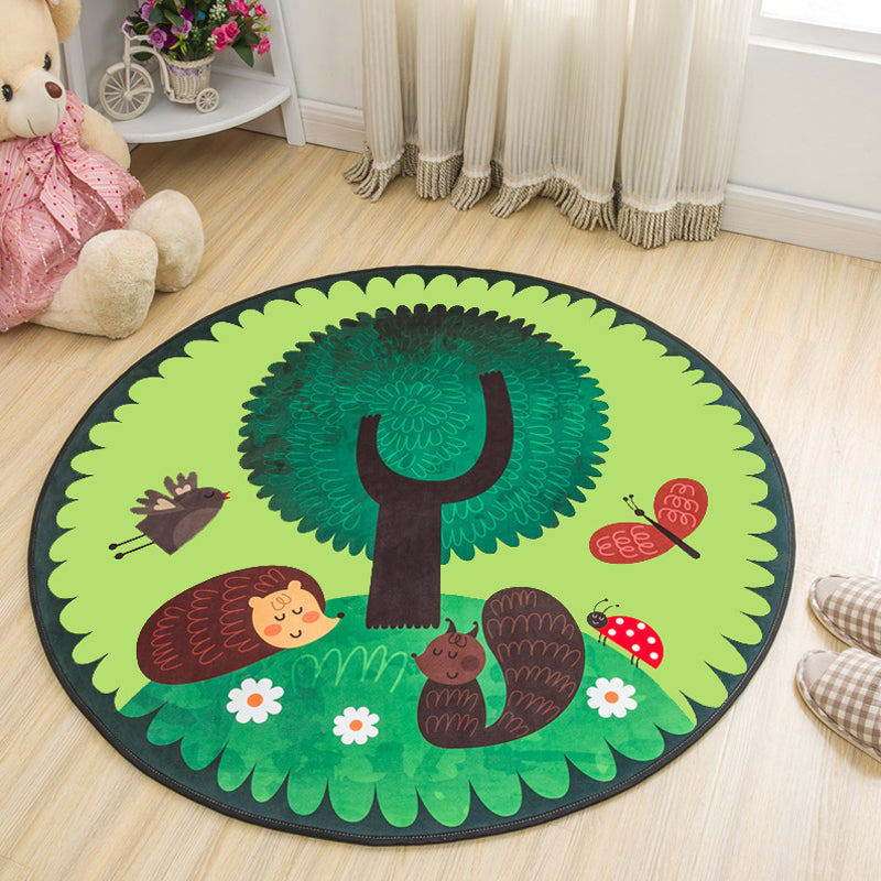 BowLift | Stylish Kids Rug in Yellow and Green Animal Horse Whale Panda Pattern Rug Polyester Non-Slip Back Carpet for Children's Room