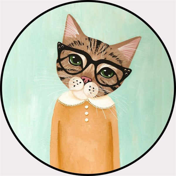 BowLift | Casual Kids Rug in Pink and Blue Animal Cat Pattern Rug Polyester Stain Resistant Non-Slip Rug for the Children's Room