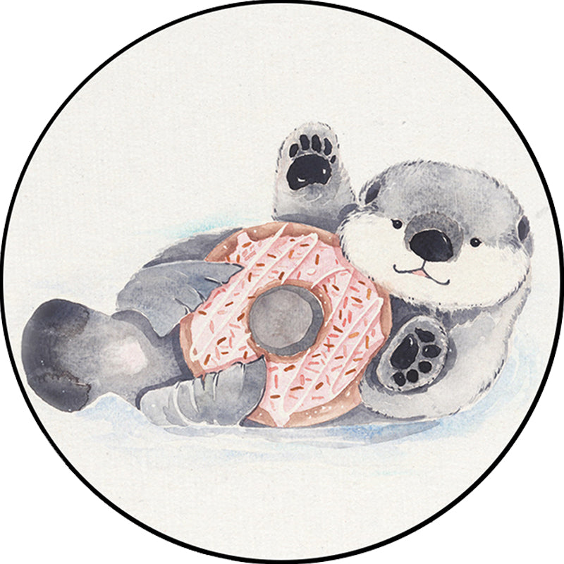 BowLift | Children's Room Rug in White Animal Fox Koala Alpaca Print Rug Polyester Pet Friendly Washable Area Rug