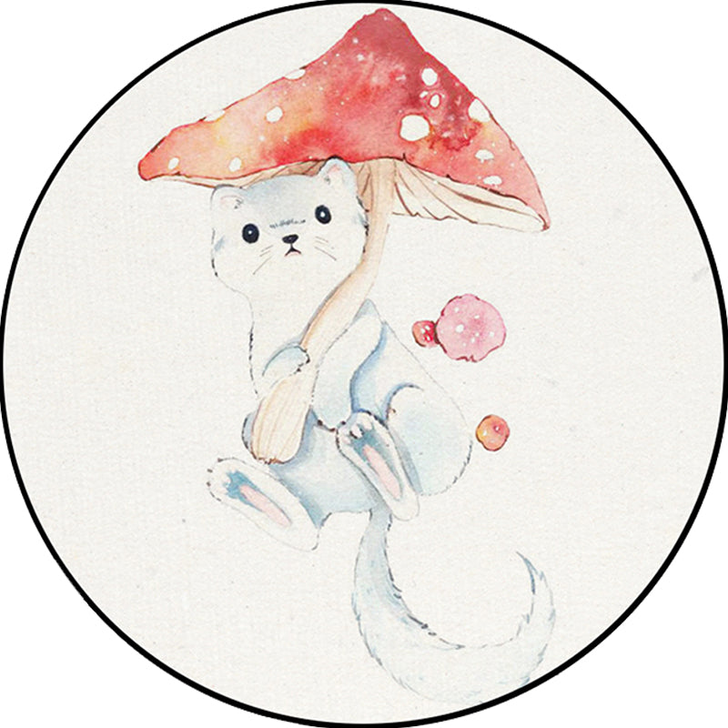 BowLift | Children's Room Rug in White Animal Fox Koala Alpaca Print Rug Polyester Pet Friendly Washable Area Rug