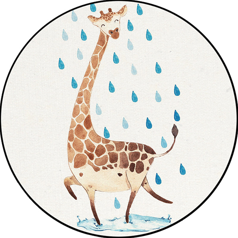 BowLift | Children's Room Rug in White Animal Fox Koala Alpaca Print Rug Polyester Pet Friendly Washable Area Rug