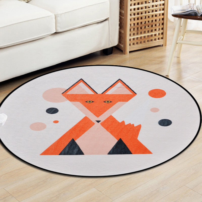BowLift | Brown and White Children's Room Carpet Kids Animal Fox Fawn Geometric Pattern Area Rug Polyester Stain-Resistant Carpet