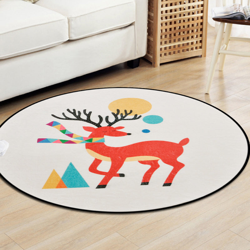 BowLift | Brown and White Children's Room Carpet Kids Animal Fox Fawn Geometric Pattern Area Rug Polyester Stain-Resistant Carpet