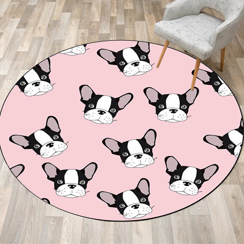 BowLift | Children's room carpet in brown and pink animal dog cat print carpet polyester non-slip back carpet
