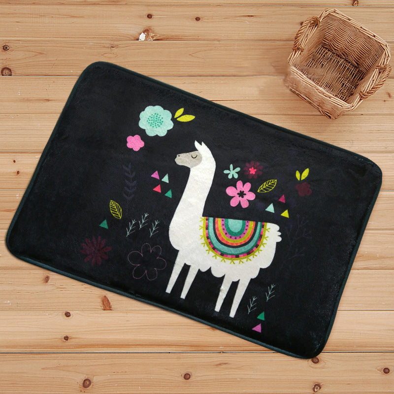 BowLift | Blue and Black Children's Room Rug Animal Alpaca Pattern Carpet Polyester Stain Resistant Rug