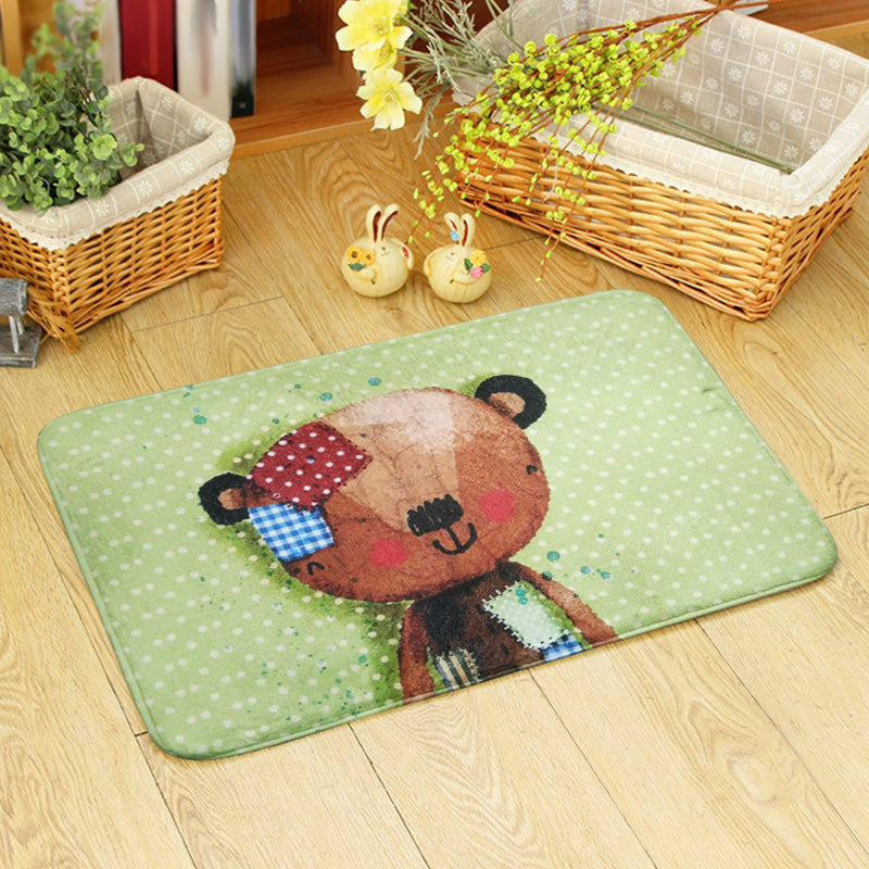 BowLift | Blue and green children's room rug children's animals bear rabbit bee pattern rug polyester machine washable rug