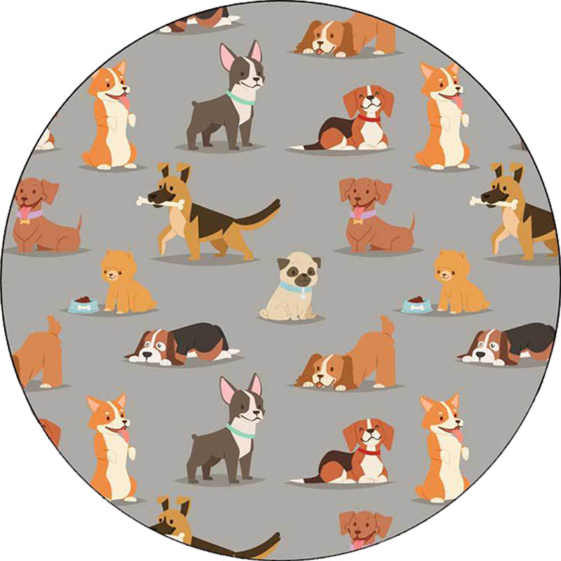 BowLift | Unique Kids Rug in White and Brown Animal Dog Food Pattern Carpet Polyester Stain Resistant Rug for Children's Room