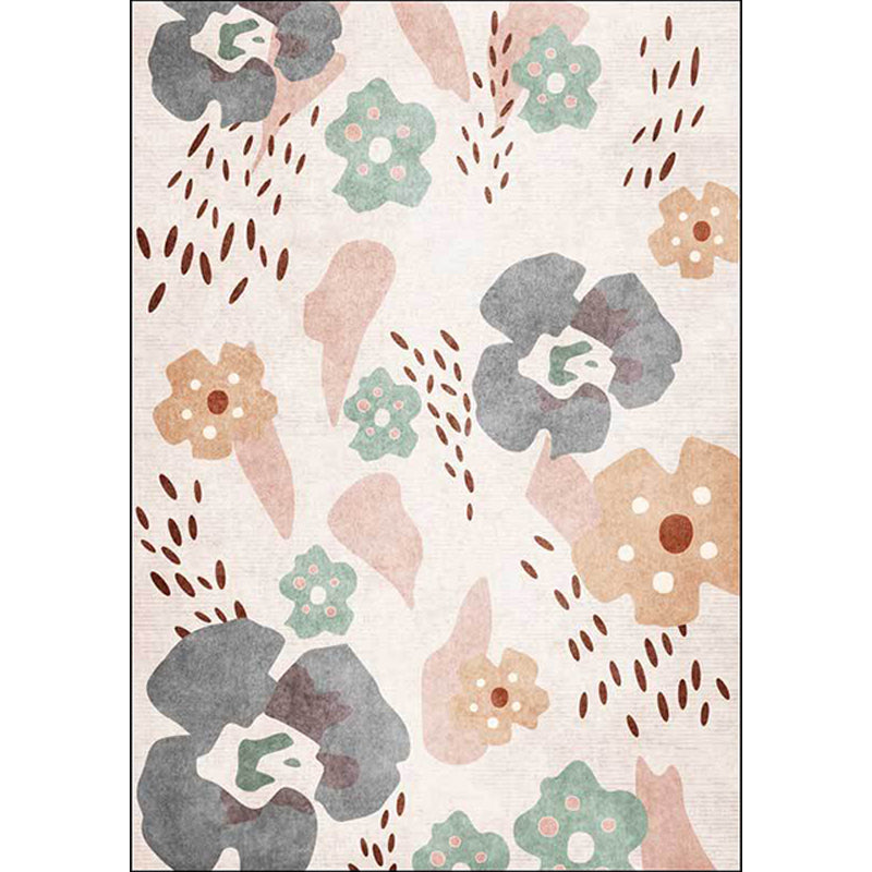 BowLift | Pink Kids Room Carpet Kids Floral Pattern Carpet Polyester Anti-Slip Mat Carpet