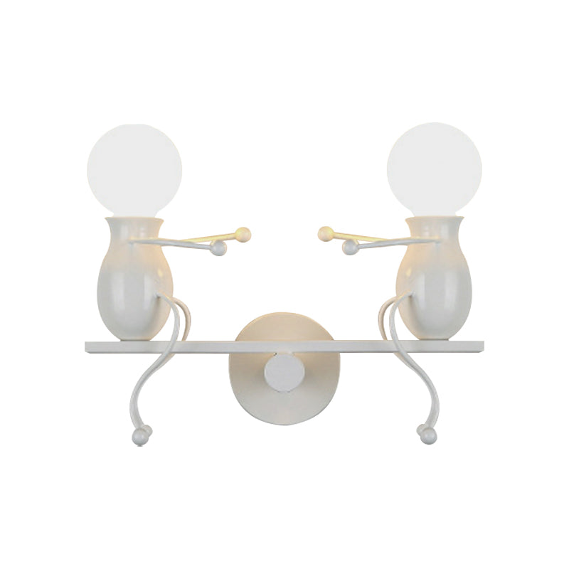 BowLift | Black/White/Red Childish Wall-Mounted Lamp Kids 2 Heads Metal Wall Light with Swing Arm