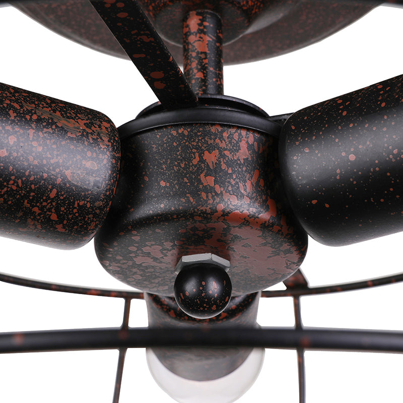 BowLift | Weathered Copper Wall Lamp with Cage Shade Antique Style Wrought Iron 3 Lights Indoor Wall Lighting