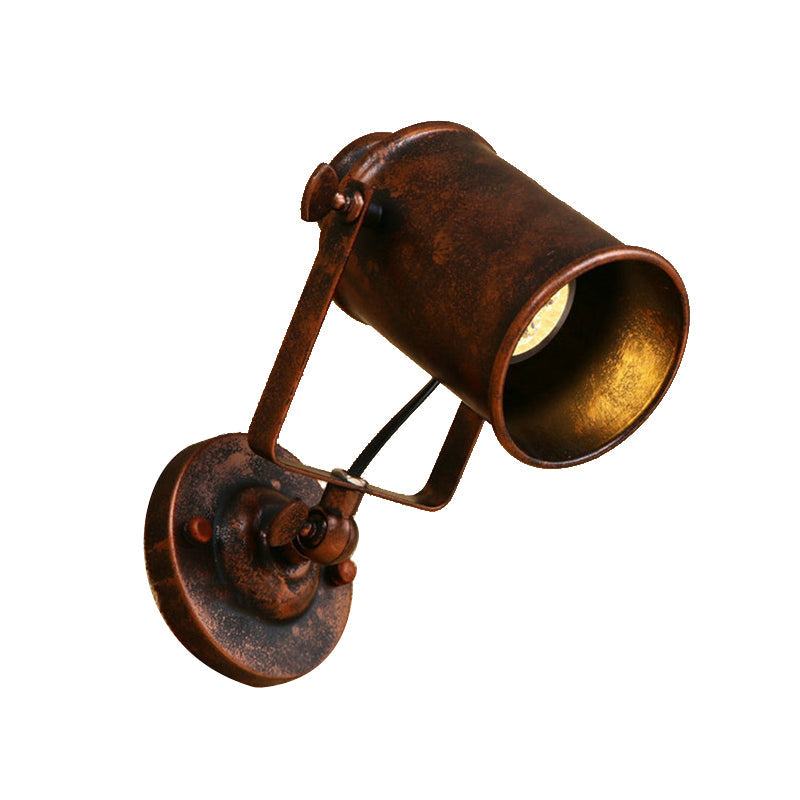 BowLift | Cylinder Metallic Wall Light Antique Style 1 Light Living Room Wall Mounted Light in Black/Rust