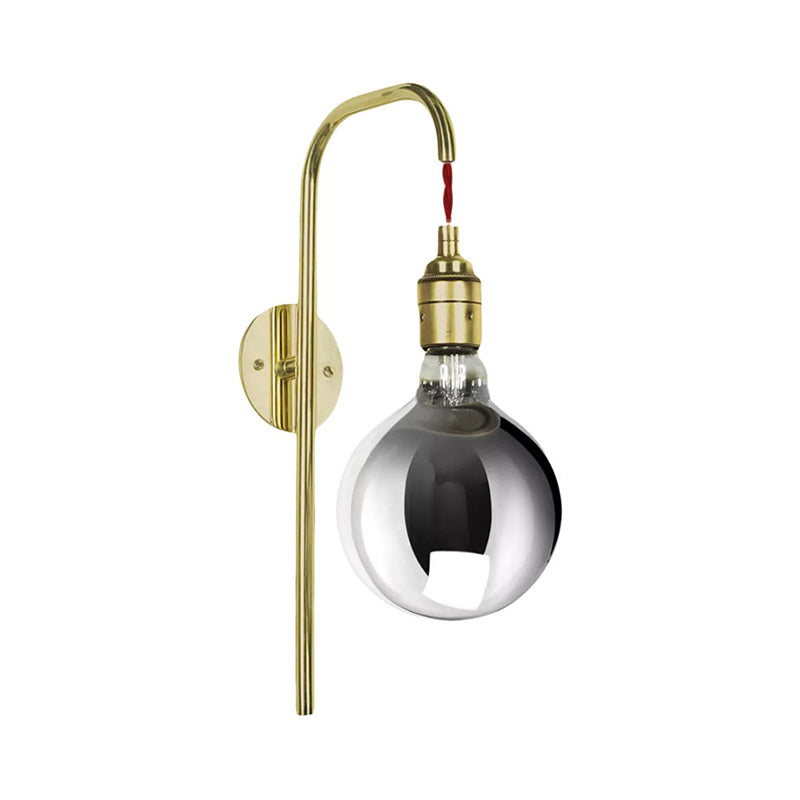 BowLift | Chrome/Gold A Light Wall Lamp Modern Clear Glass Globe Lighting Fixture for Living Room