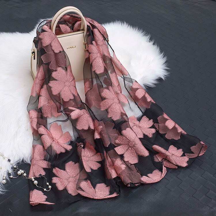 BowLift | Silk scarf with cut flowers hollow motif