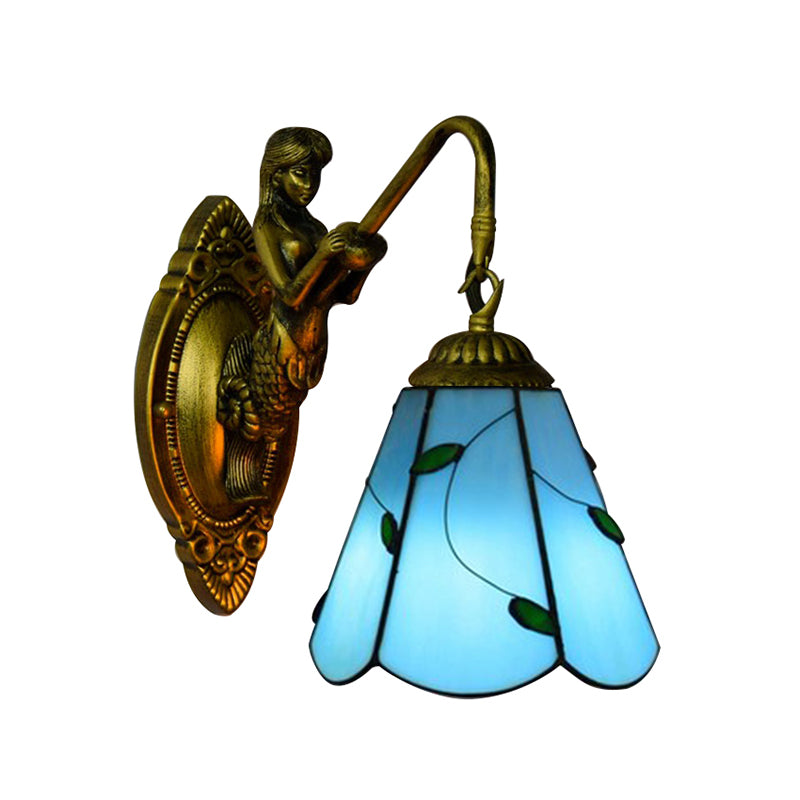 BowLift | 1 Main Installation Lighting Tiffany Lily Blue/Yellow Glass Wall Lamp for Hallway