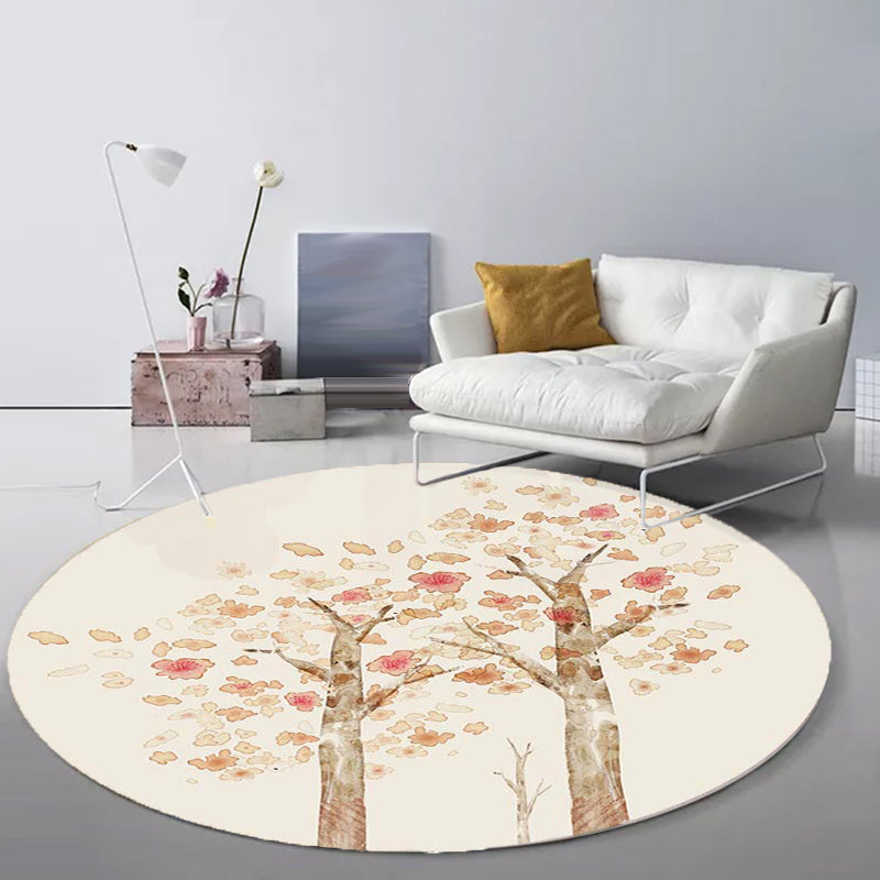 BowLift | Casual Kids Rug in Ivory Botanical Tree Pattern Rug Polyester Pet-Friendly Rug for the Children's Room