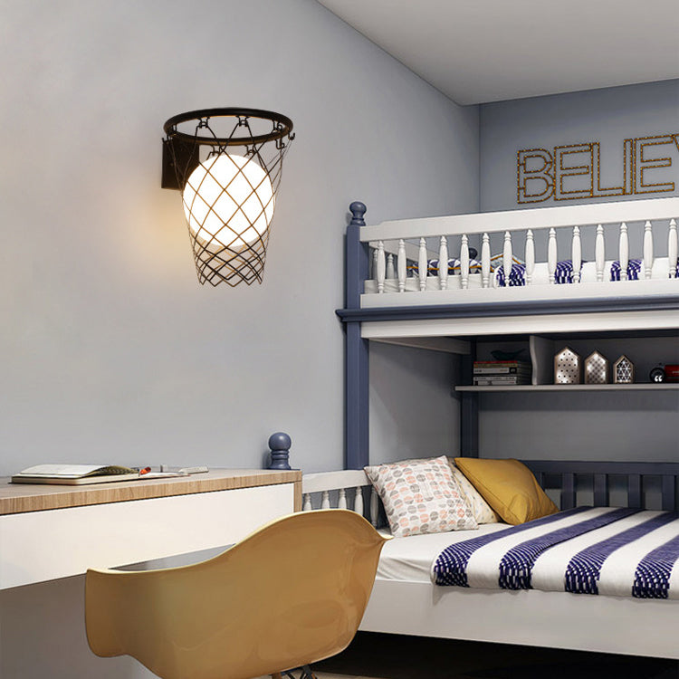 BowLift | Slamora Children's Wall Light | Basketball Hoop Design | Glass & Metal | Art Deco Style | Bedroom Light