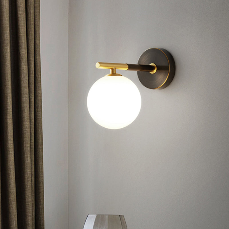BowLift | Brass Global LED Wall Lamp Light Mid Century 1/2 Bulbs White Glass Wall Light Fixture