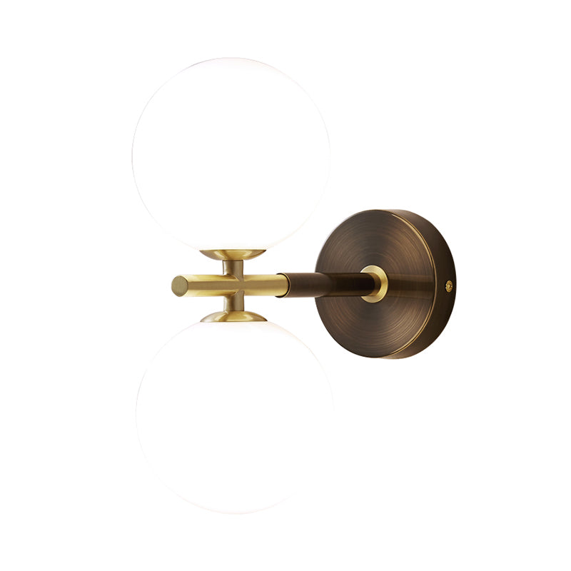 BowLift | Brass Global LED Wall Lamp Light Mid Century 1/2 Bulbs White Glass Wall Light Fixture