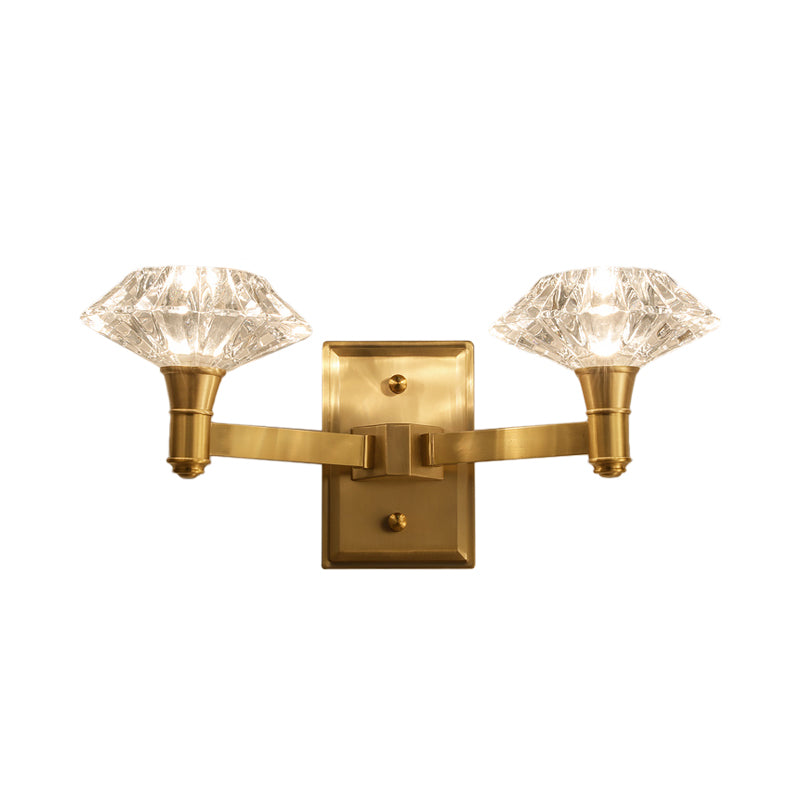 BowLift | Shell Wall Mounted Lighting Simplicity Clear Crystal 1/2-Light Door Wall Sconce with Straight Arm in Brass