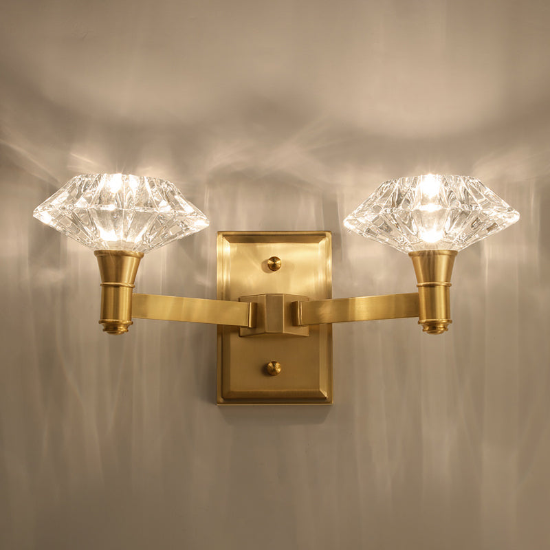 BowLift | Shell Wall Mounted Lighting Simplicity Clear Crystal 1/2-Light Door Wall Sconce with Straight Arm in Brass