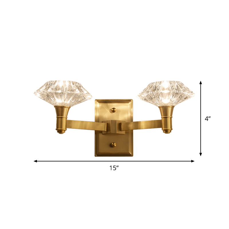 BowLift | Shell Wall Mounted Lighting Simplicity Clear Crystal 1/2-Light Door Wall Sconce with Straight Arm in Brass
