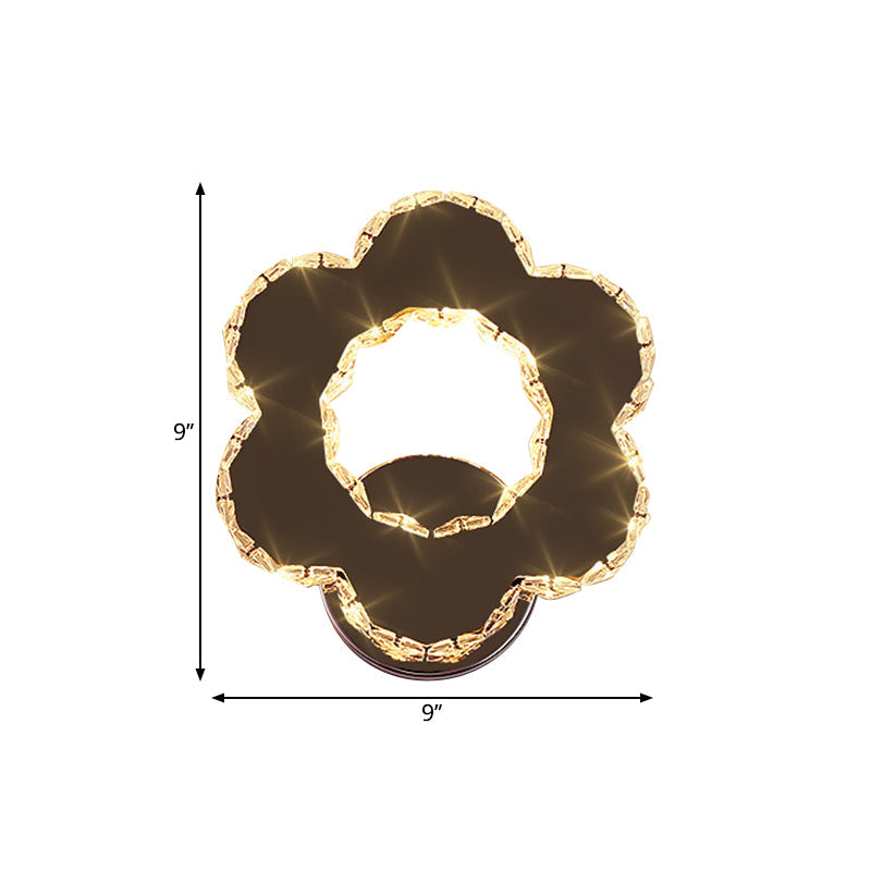 BowLift | Hand-cut Crystal Flower/Star Wall Light Modernism LED Wall-mounted Lighting in Chrome, Warm/White Light