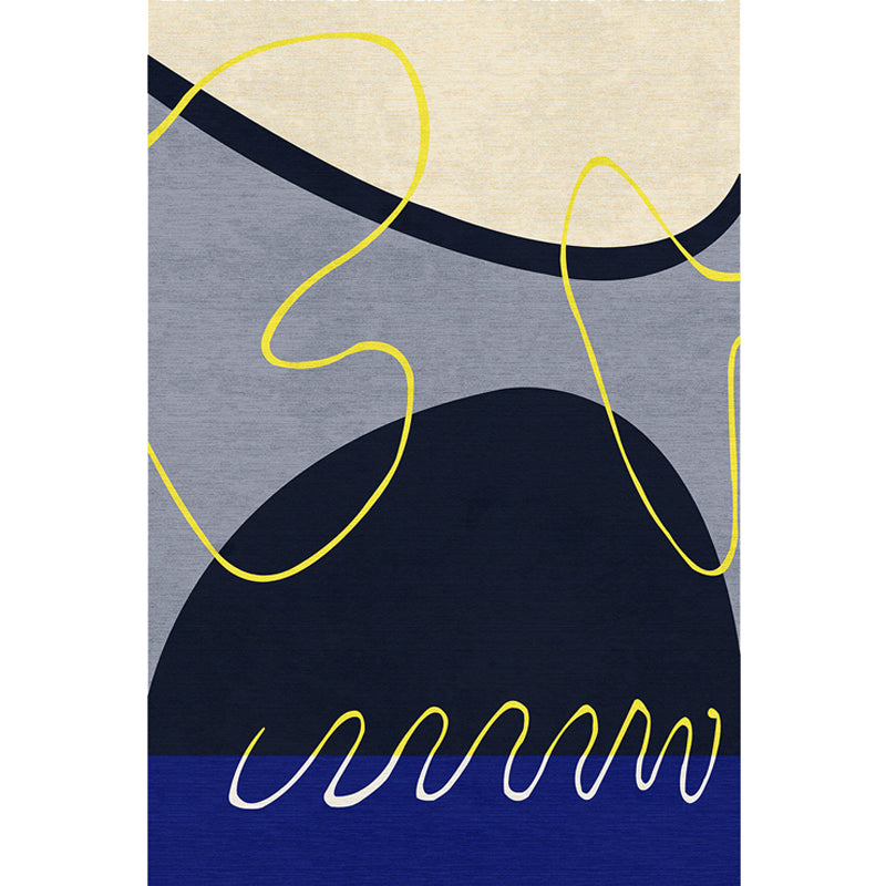 BowLift | Blue and Green Abstract Carpet Polyester Modernist Carpet Washable Pet-Friendly Area Rug for the Living Room