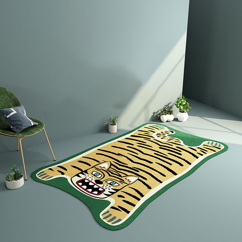 BowLift | Yellow and Brown Irregular Rug Children's Room Animal Tiger Leopard Lion Pattern Rug Polyester Stain Resistant Carpet