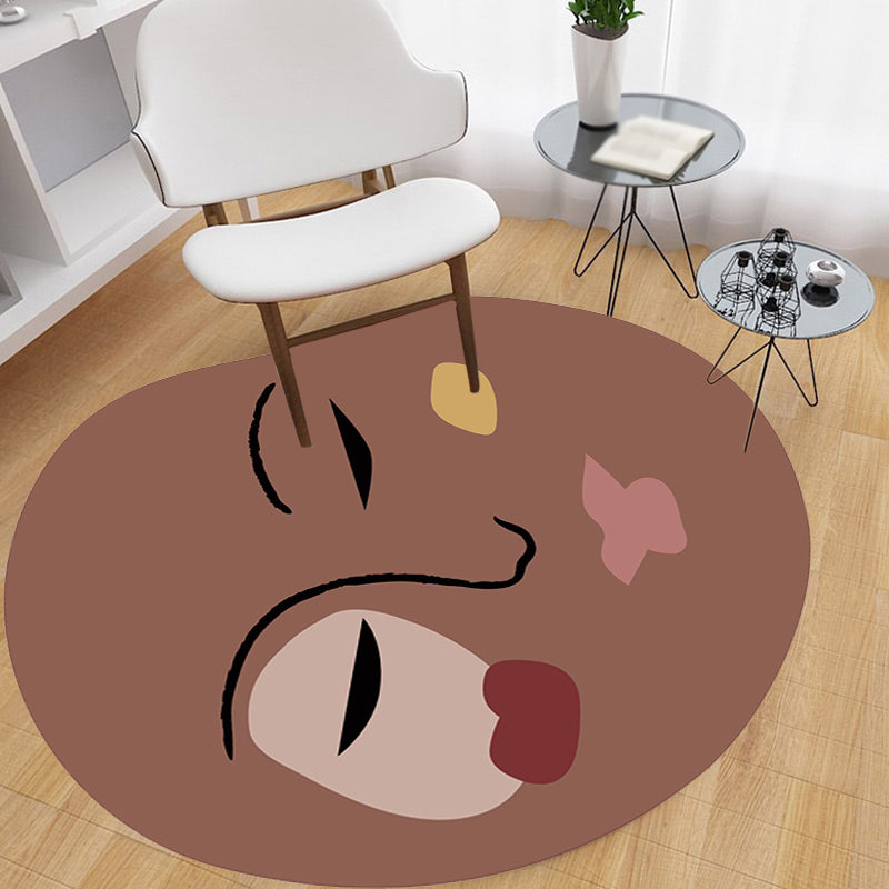 BowLift | Brown irregular bedroom rug novelty abstract painting pattern area rug polyester anti-slip mat rug