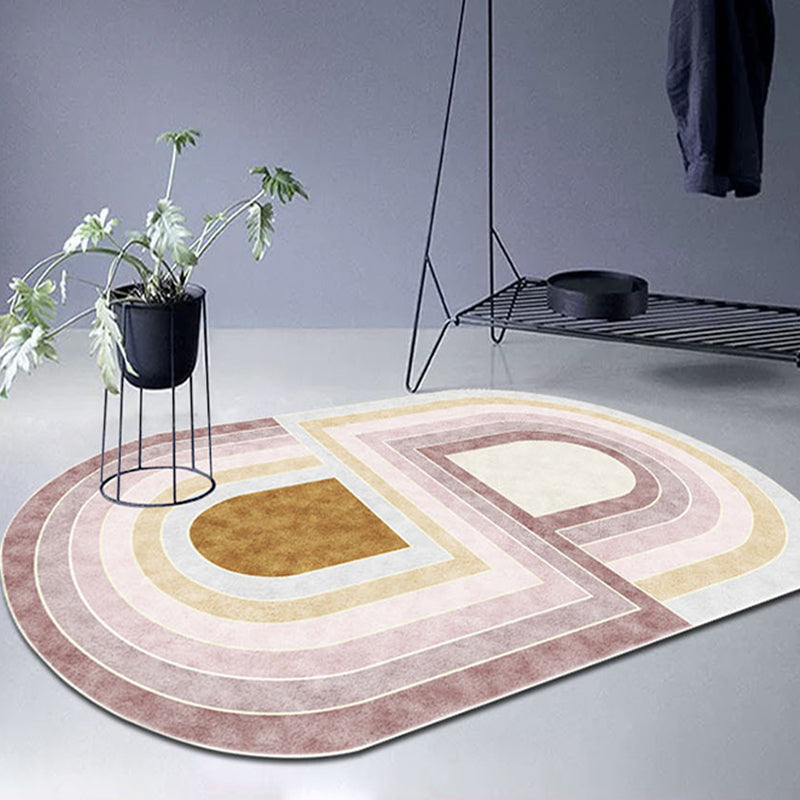 BowLift | Pink Bedroom Carpet Novelty Color Block Pattern Area Rug Polyester Machine Washable Carpet