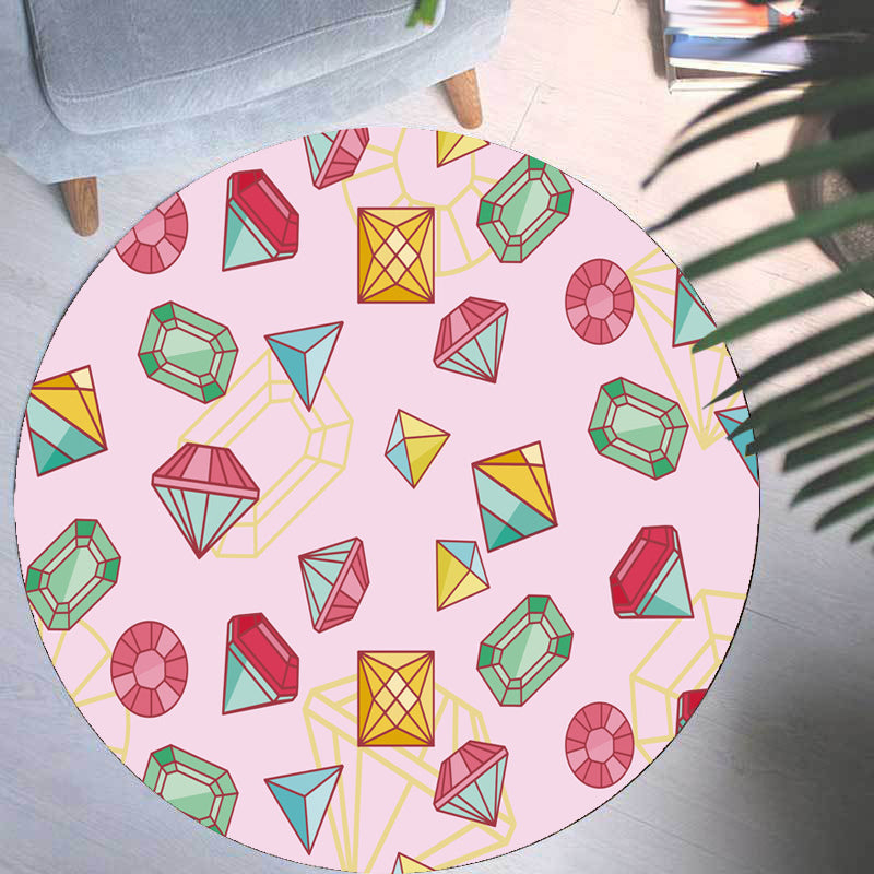 BowLift | Pink and Purple Children's Carpet Polyester Diamond and Sock Pattern Carpet Pet Friendly Washable Non-Slip Back Rug for Decoration