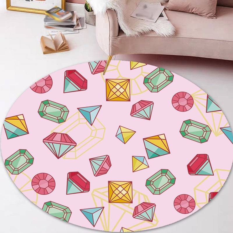 BowLift | Pink and Purple Children's Carpet Polyester Diamond and Sock Pattern Carpet Pet Friendly Washable Non-Slip Back Rug for Decoration
