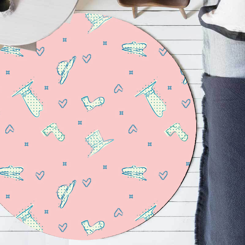 BowLift | Pink and Purple Children's Carpet Polyester Diamond and Sock Pattern Carpet Pet Friendly Washable Non-Slip Back Rug for Decoration