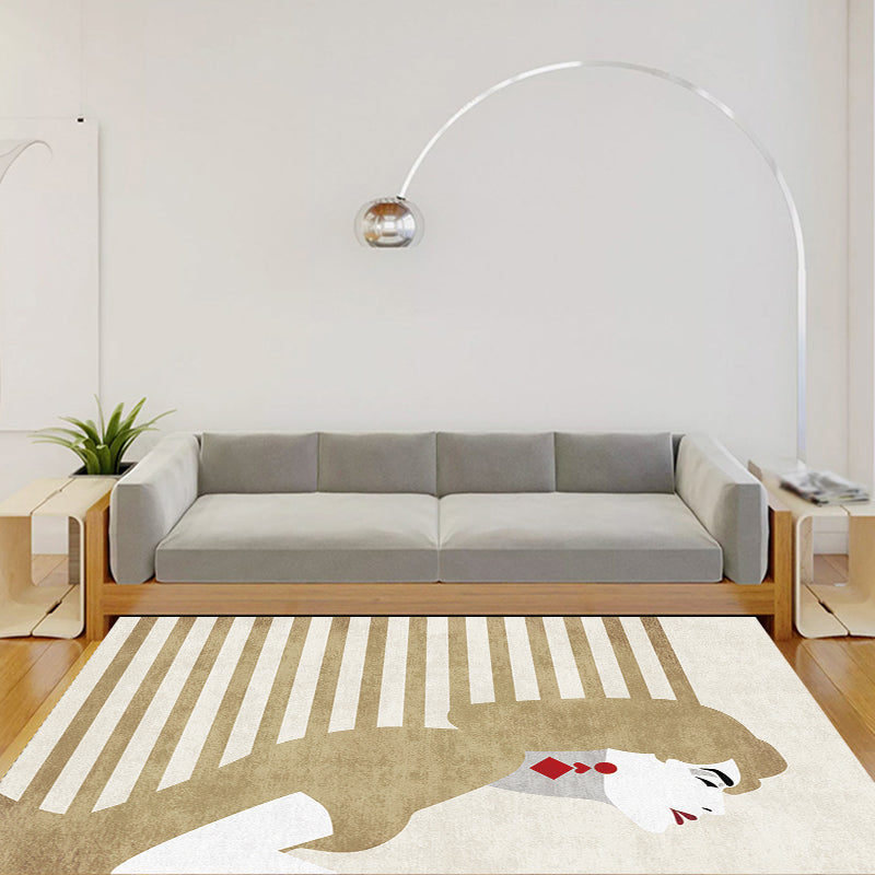 BowLift | Contemporary Figure Pattern Carpet Multicolor Polyester Carpet Washable Pet Friendly Area Rug for Bedroom