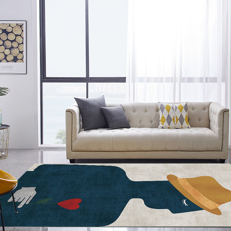 BowLift | Contemporary Figure Pattern Carpet Multicolor Polyester Carpet Washable Pet Friendly Area Rug for Bedroom