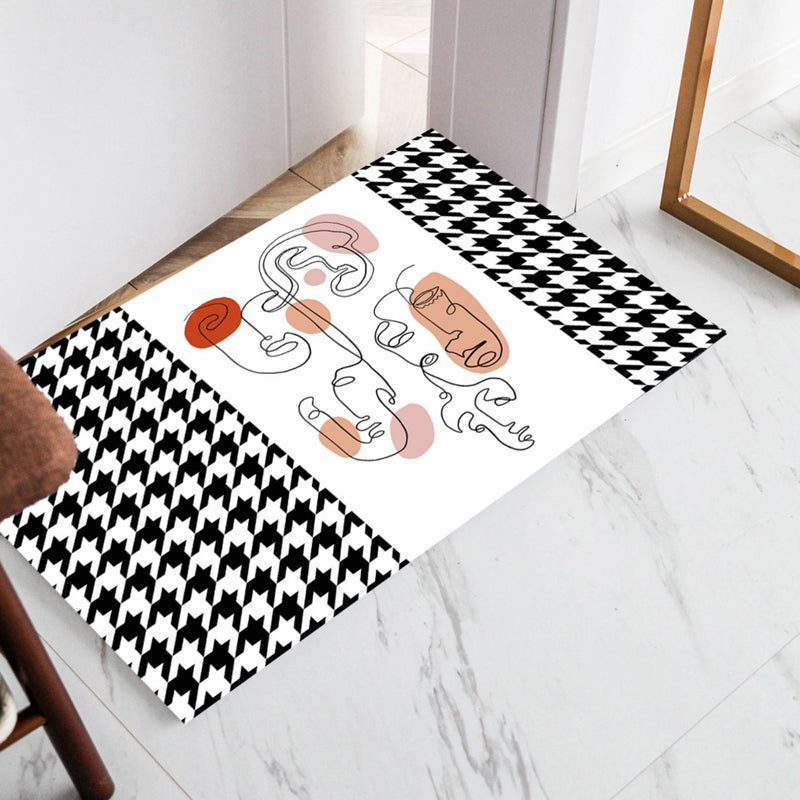 BowLift | Pink Houndstooth Pattern Carpet Polyester Modernist Carpet Pet-Friendly Non-Slip Back Carpet for Living Room