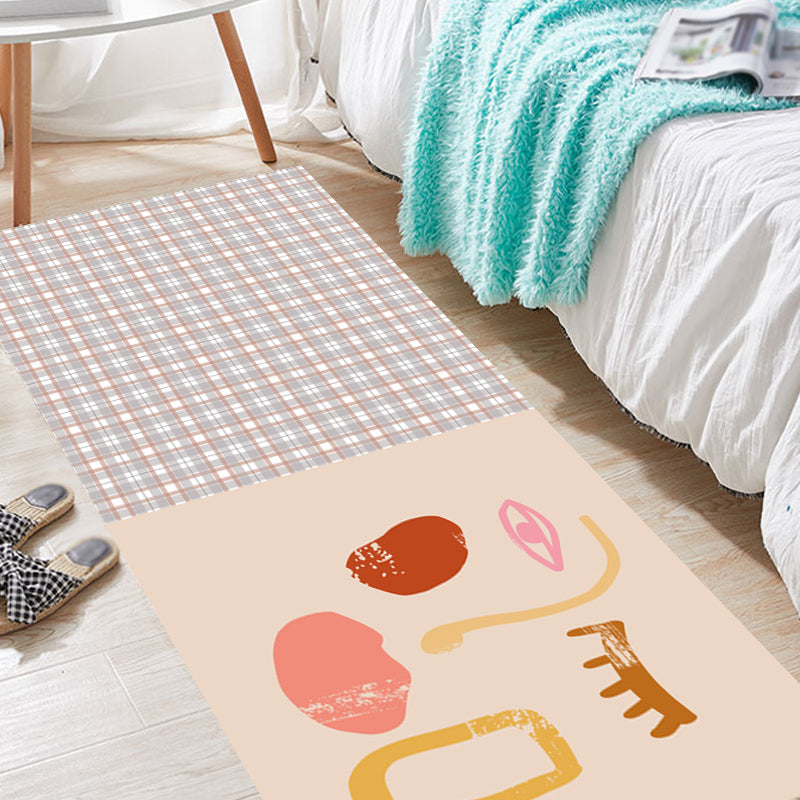 BowLift | Pink Houndstooth Pattern Carpet Polyester Modernist Carpet Pet-Friendly Non-Slip Back Carpet for Living Room