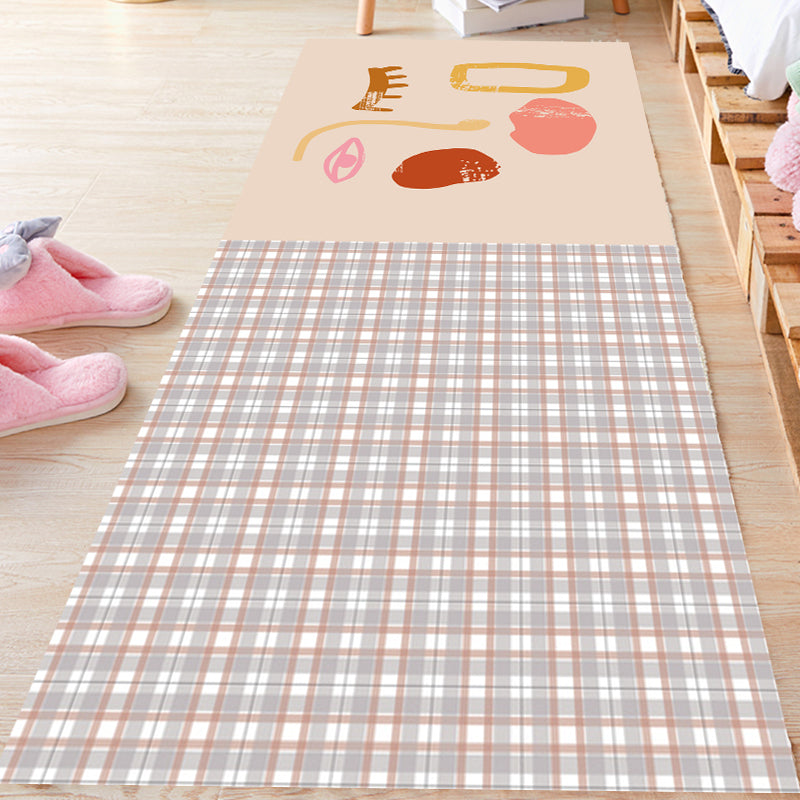 BowLift | Pink Houndstooth Pattern Carpet Polyester Modernist Carpet Pet-Friendly Non-Slip Back Carpet for Living Room