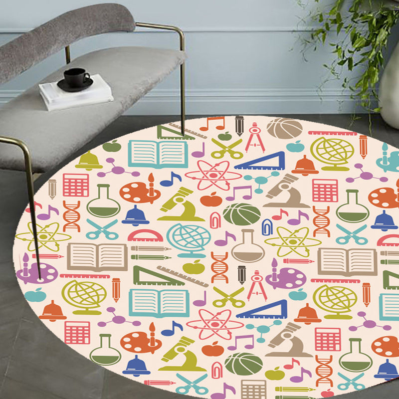 BowLift | Apricot Kids Carpet Polyester Stationary Pattern Carpet Pet Friendly Washable Non-slip Rug For Decoration