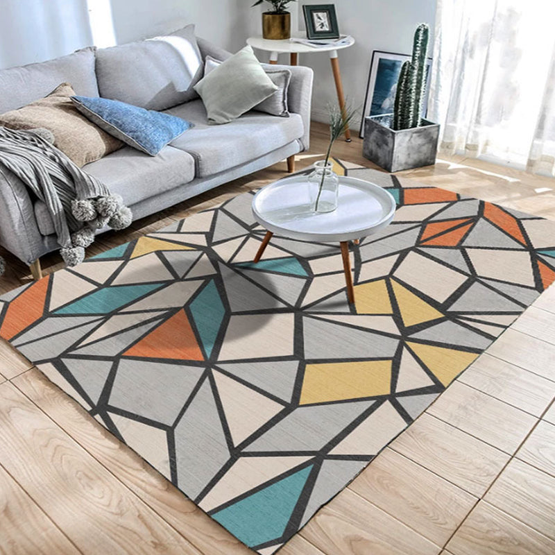 BowLift | Color Block Geometric Living Room Rug Polyester Novelty Abstract Rug Washable Pet Friendly Carpet