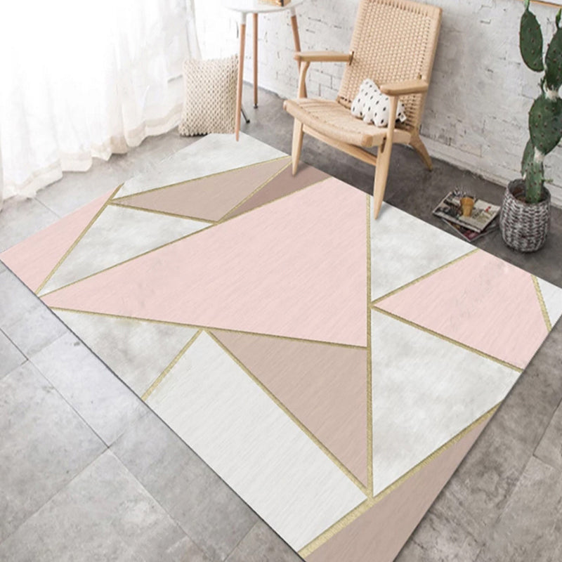 BowLift | Color Block Geometric Living Room Rug Polyester Novelty Abstract Rug Washable Pet Friendly Carpet